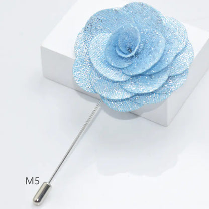 Camellia Fabric Brooch Tie Accessory for Suits