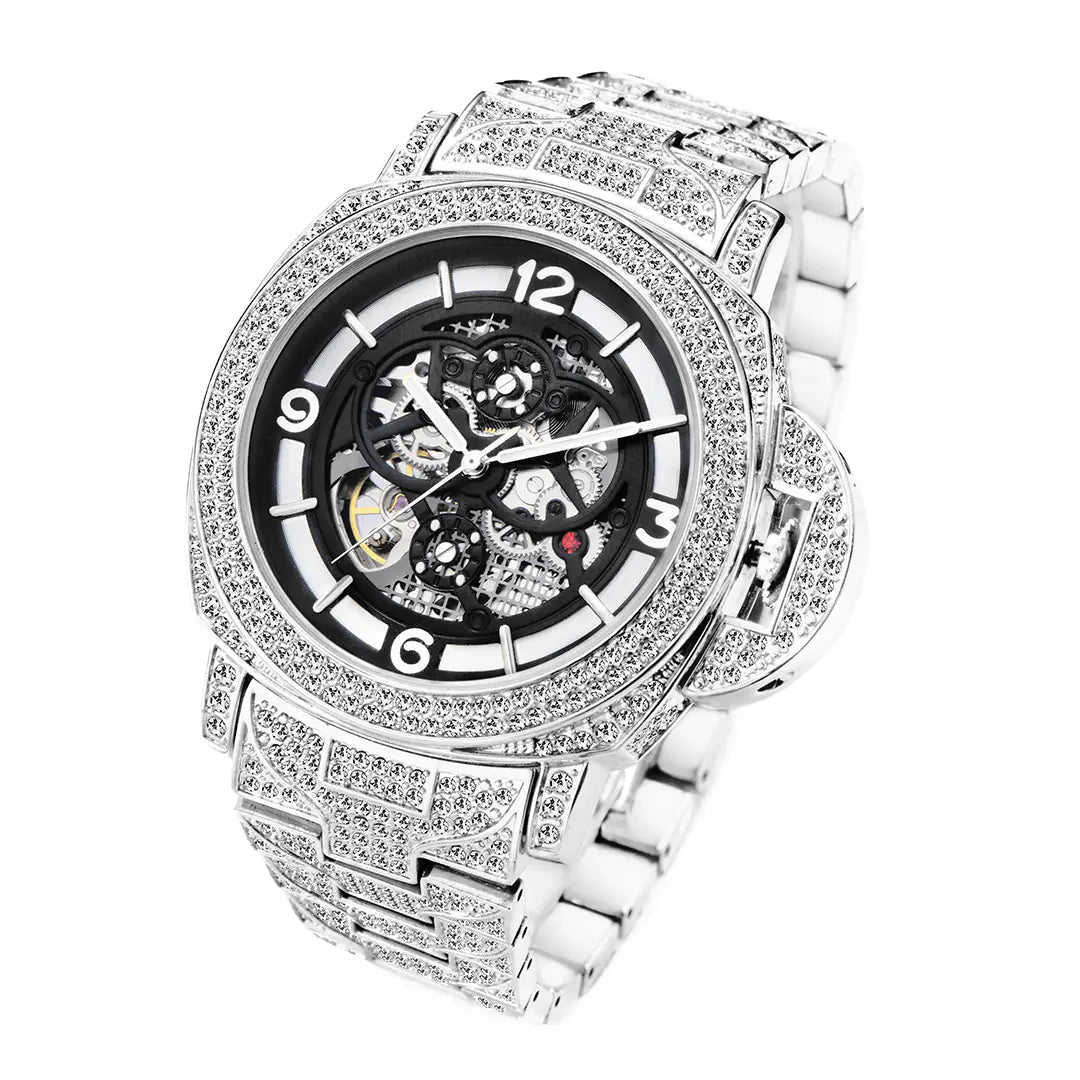 Men's Diamond Luminous Hollow Mechanical Watch