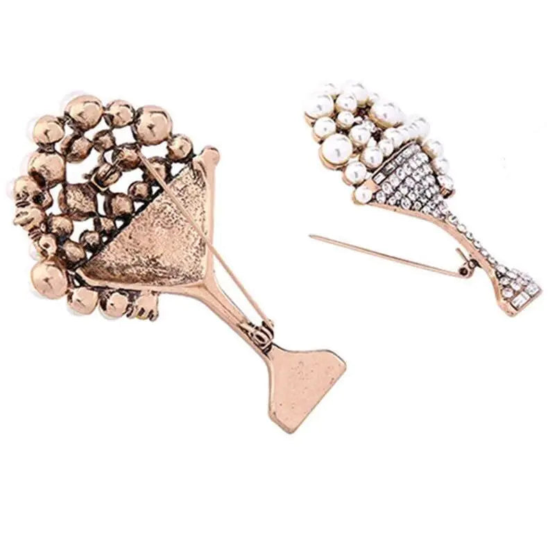Fashion Rhinestone Brooch, Pearl Flower Basket Brooch