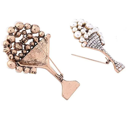 Fashion Rhinestone Brooch, Pearl Flower Basket Brooch