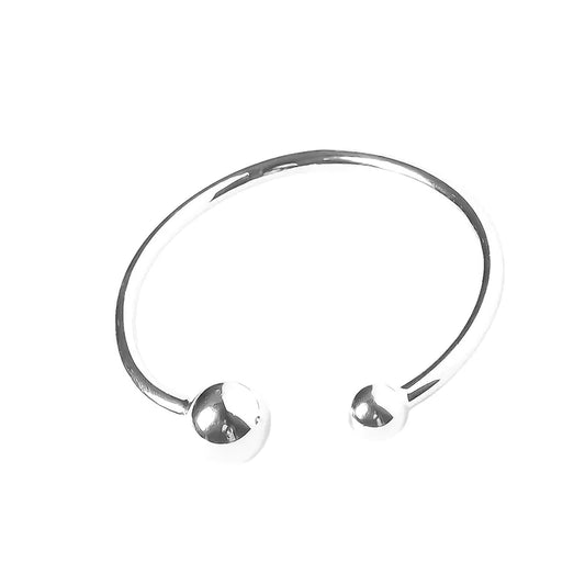 Plain Bracelet with 2 Spheres (925 Silver) (One Piece)