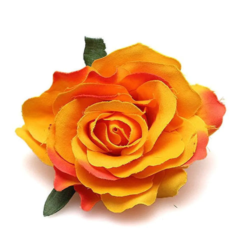 VEICOSTT Women Rose Flower Hair Clip Hair Accessories Flower Brooch Pin ZFJ11 (Orange)