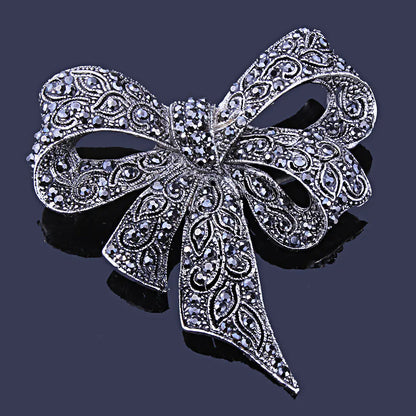 Retro Large Black Alloy Bowtie Brooch for Men’s Fashion