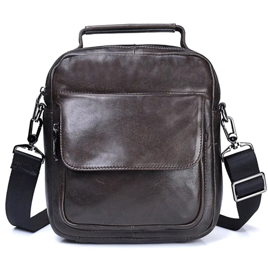 Vintage Leather Vertical Shoulder Bag for Men