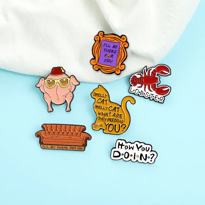 "Friends Cartoon Brooch - Creative Sofa Design Badge"