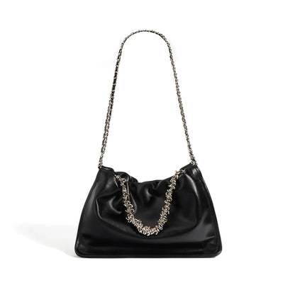 Genuine Leather Chain Pleated Cloud Bag Design
