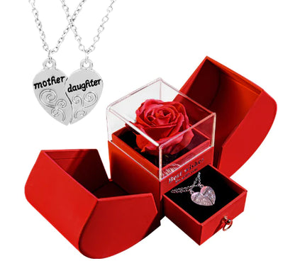 White Gold Necklace with Real Rose - Simple Design (One Piece)