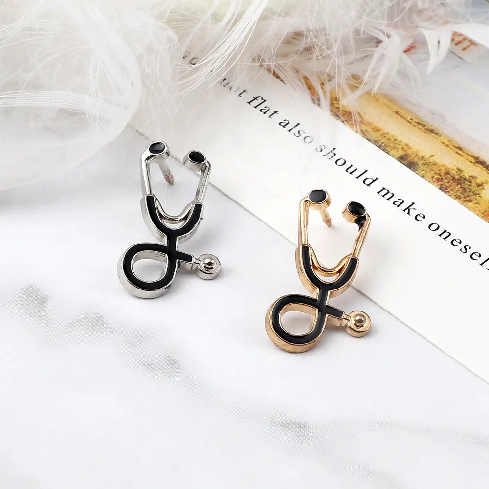 Cartoon Alloy Doctor Stethoscope Brooch Pin Accessory