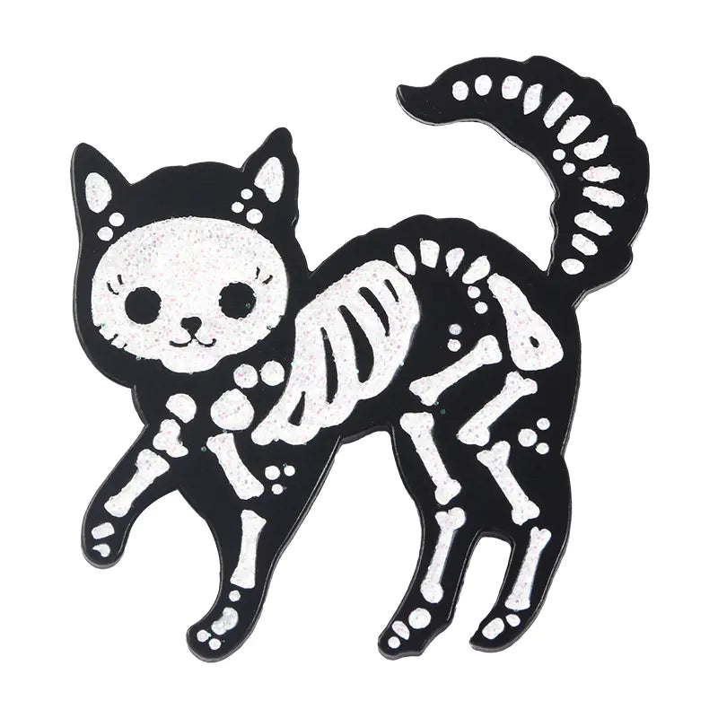 Vintage Punk Cat Skull Alloy Brooch - Unique Accessory
