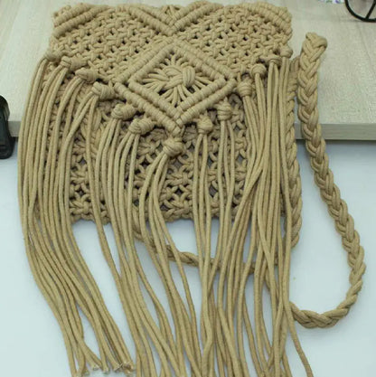 Tassel Bag, Handwoven Cotton Rope Bag