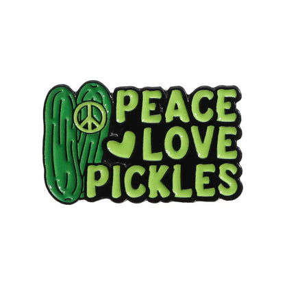 Cute Green Pickled Cucumber Brooch – Fun Vegetable Zinc Alloy Pin Badge