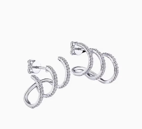Trident Zirconia Earrings in 925 Silver (One Pair)