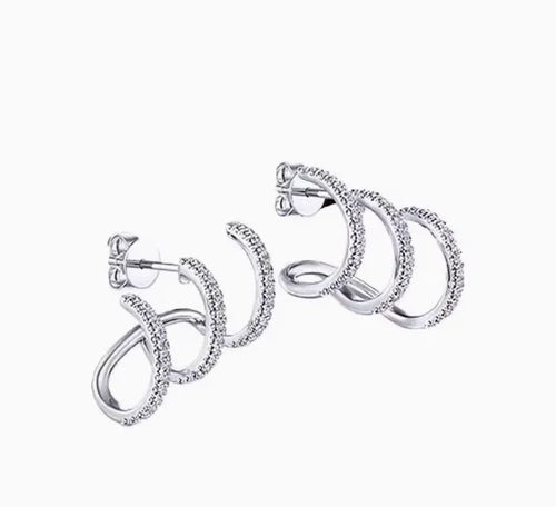 Trident Zirconia Earrings in 925 Silver (One Pair)