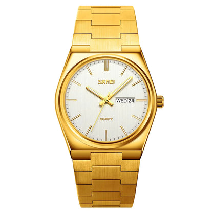 Men Luxury Gold Chinese Dragon Carved Dial Diamond Quartz Watch Casual Waterproof Sport Stainless Steel Wristwatch (T GOLDSILVER)