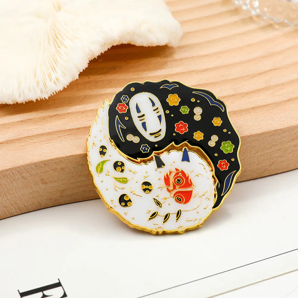 Spirited Away Brooch Set: No-Face & White Dragon