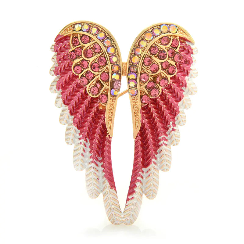 Diamond-Encrusted Angel Wings Brooch Pin for Fashion