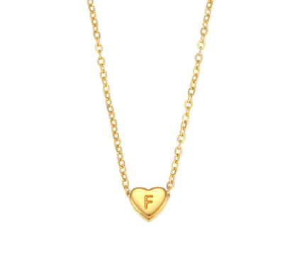 Initial Love Necklace - 18K Gold Plated Heart Pendant (One)