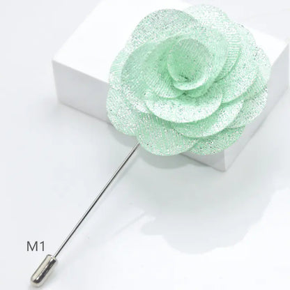 Camellia Fabric Brooch Tie Accessory for Suits
