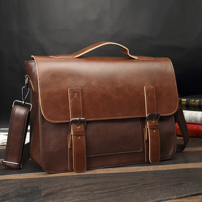 Retro PU Messenger Bag for Men - Casual Shoulder Bag