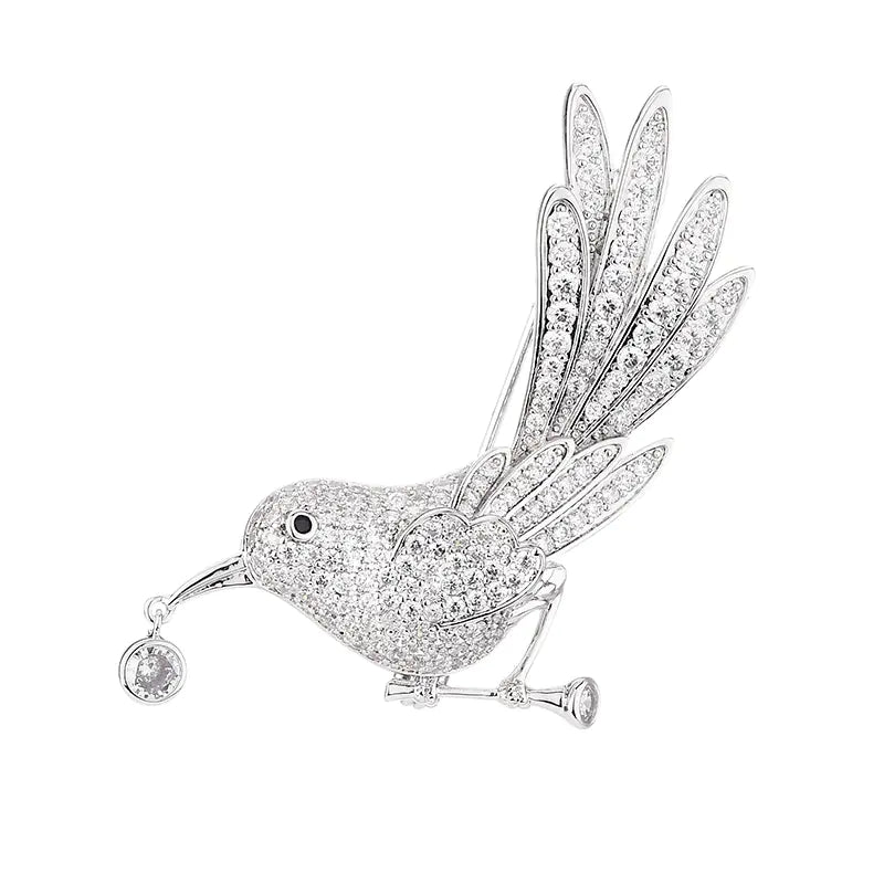 Chic Animal Brooch with Zircon Bird Pin for Women