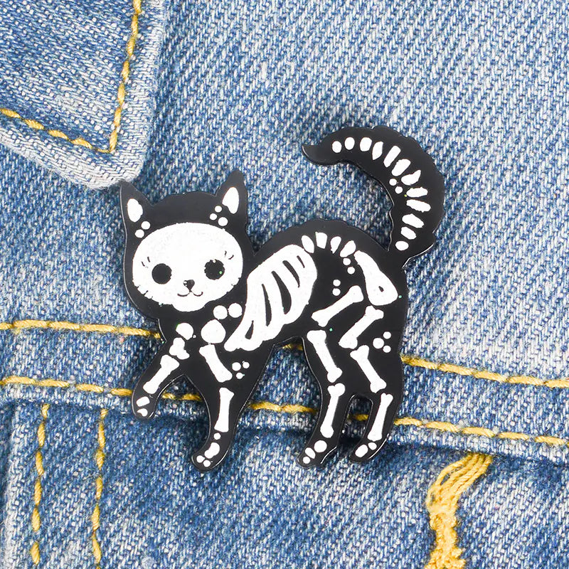 Vintage Punk Cat Skull Alloy Brooch - Unique Accessory