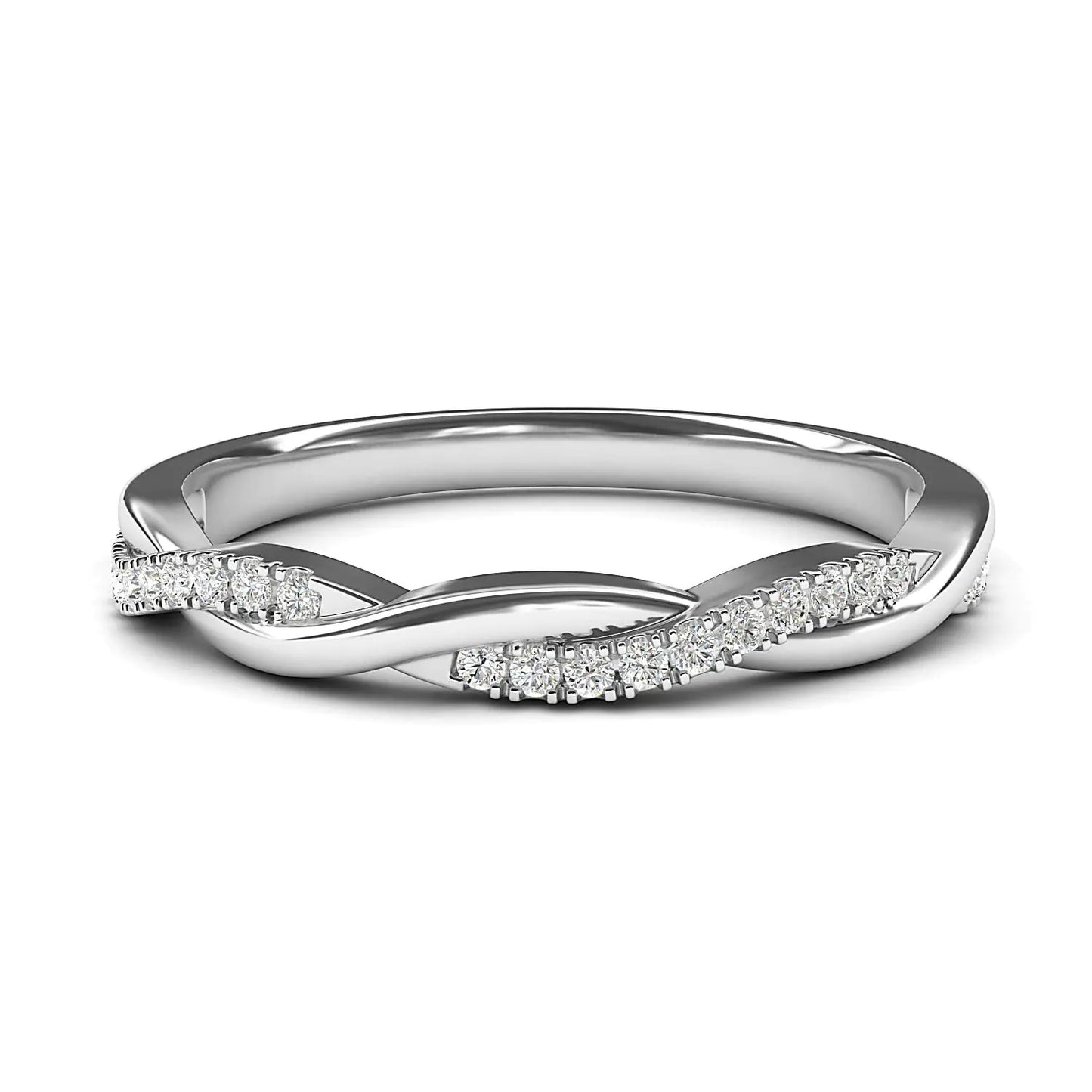 10k White Gold 2.5mm Petite Twisted Vine Simulated Diamond Ring Wedding Band Matching Ring (5.5)