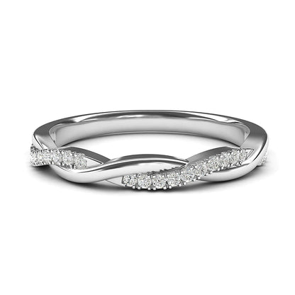 10k White Gold 2.5mm Petite Twisted Vine Simulated Diamond Ring Wedding Band Matching Ring (5.5)