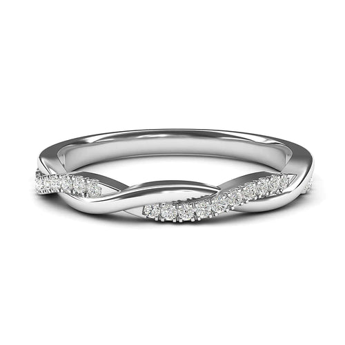 10k White Gold 2.5mm Petite Twisted Vine Simulated Diamond Ring Wedding Band Matching Ring (5.5)