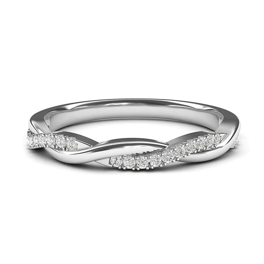 10k White Gold 2.5mm Petite Twisted Vine Simulated Diamond Ring Wedding Band Matching Ring (5.5)