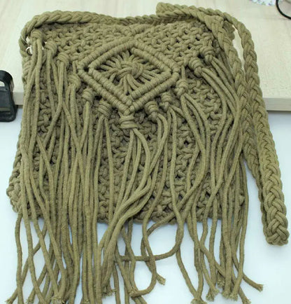 Tassel Bag, Handwoven Cotton Rope Bag