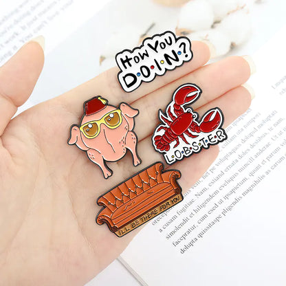 "Friends Cartoon Brooch - Creative Sofa Design Badge"
