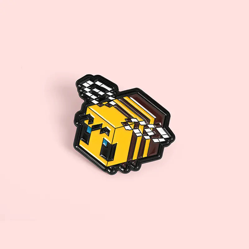 3D Geometric Cartoon Bee Enamel Brooch for Minecraft