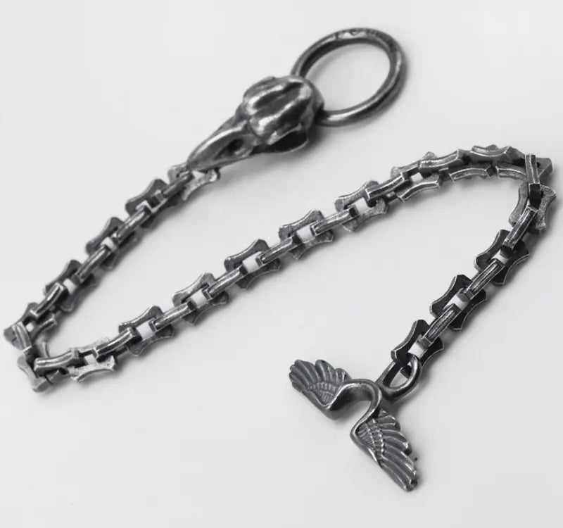 Silver Vintage Raven Head Keel Bracelet