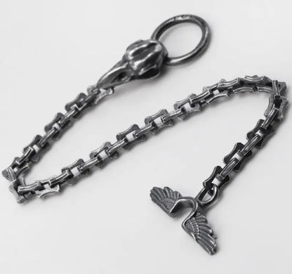 Silver Vintage Raven Head Keel Bracelet