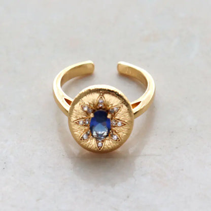 Italian Oval Cubic Zircon Vintage Adjustable Ring for Women