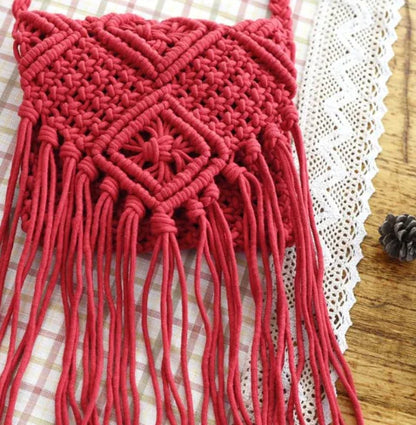 Tassel Bag, Handwoven Cotton Rope Bag