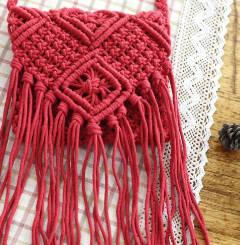 Tassel Bag, Handwoven Cotton Rope Bag