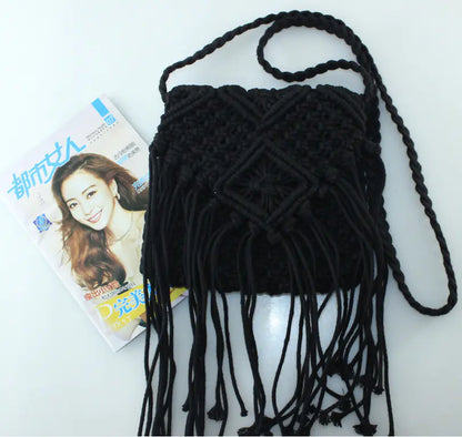 Tassel Bag, Handwoven Cotton Rope Bag