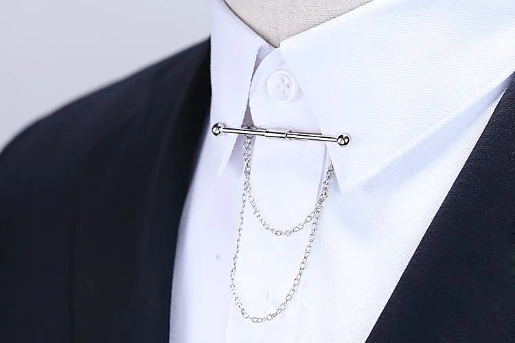 Men's Simple Tassel Chain Shirt Collar Brooch