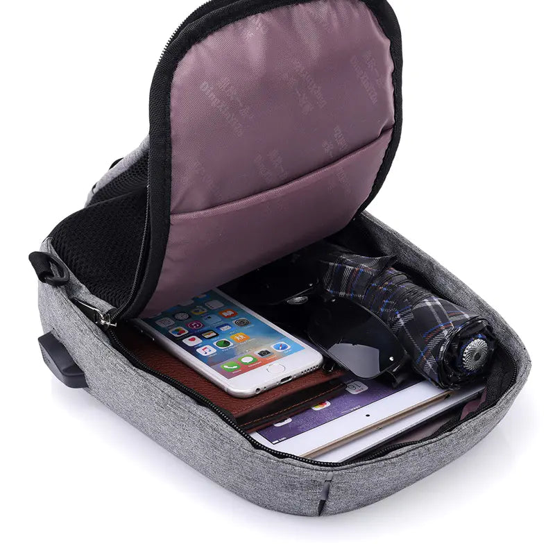Waterproof USB Multi-Layer Crossbody Bag for Men