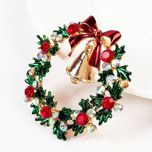 Rhinestone Bow Garland Bell Painting Brooch Accessories