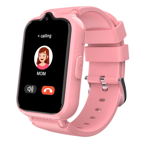 4G Smart Watch for Kids - Kids Smart Watch with GPS Tracker & Video Calling Kids Cell Phone Watch for Boys Aged 5-12 SIM Card SOS Call Voice Chat Camera Touch Screen GPS Tracker for Kids(Pink)
