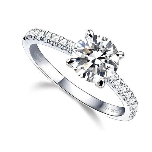 YosikCase Moissanite Rings for Women 1CT Moissanite Engagement Ring Sterling Silver Rings Size 6