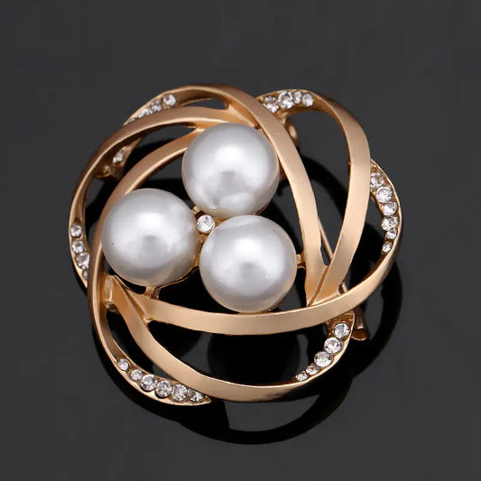 Vintage Pearl Brooch with Diamond Accents for Women