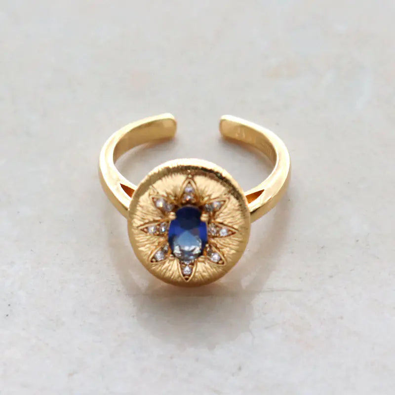 Italian Oval Cubic Zircon Vintage Adjustable Ring for Women