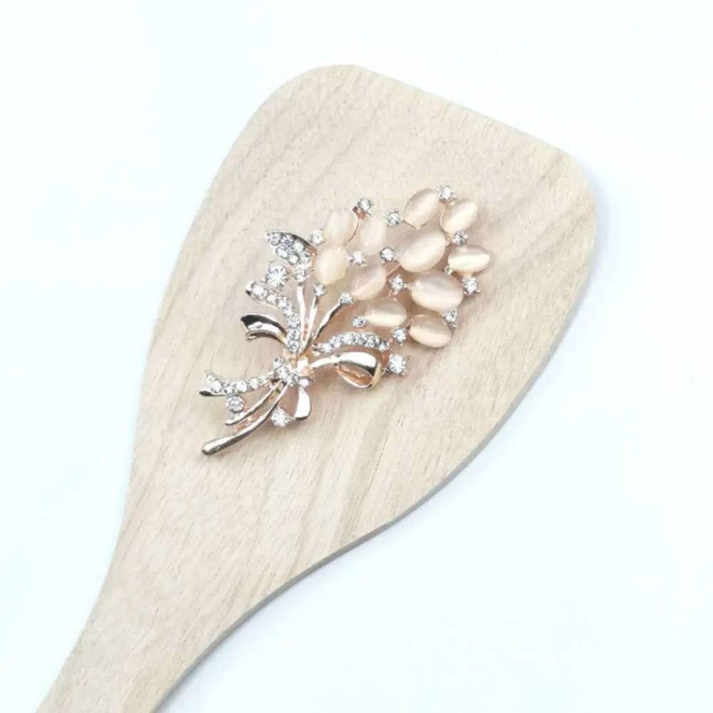 Opal Rhinestone Wheat Spike Flower Brooch for Women