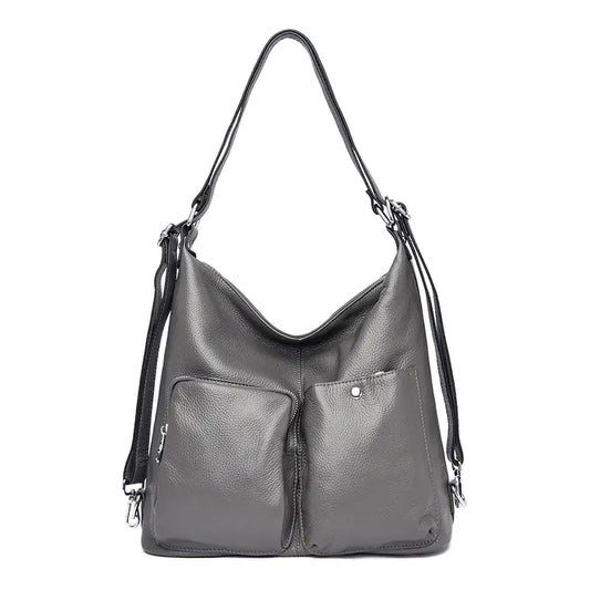 Large Capacity Lychee Pattern Leather Shoulder Bag