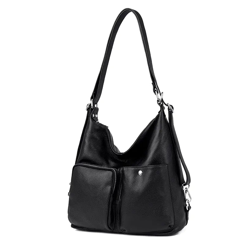Large Capacity Lychee Pattern Leather Shoulder Bag