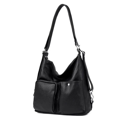 Large Capacity Lychee Pattern Leather Shoulder Bag