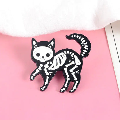 Vintage Punk Cat Skull Alloy Brooch - Unique Accessory